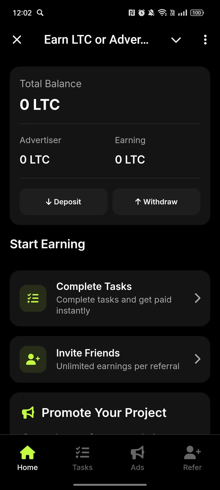 Earn LTC or Advertise - AdEasly — Screenshot 1