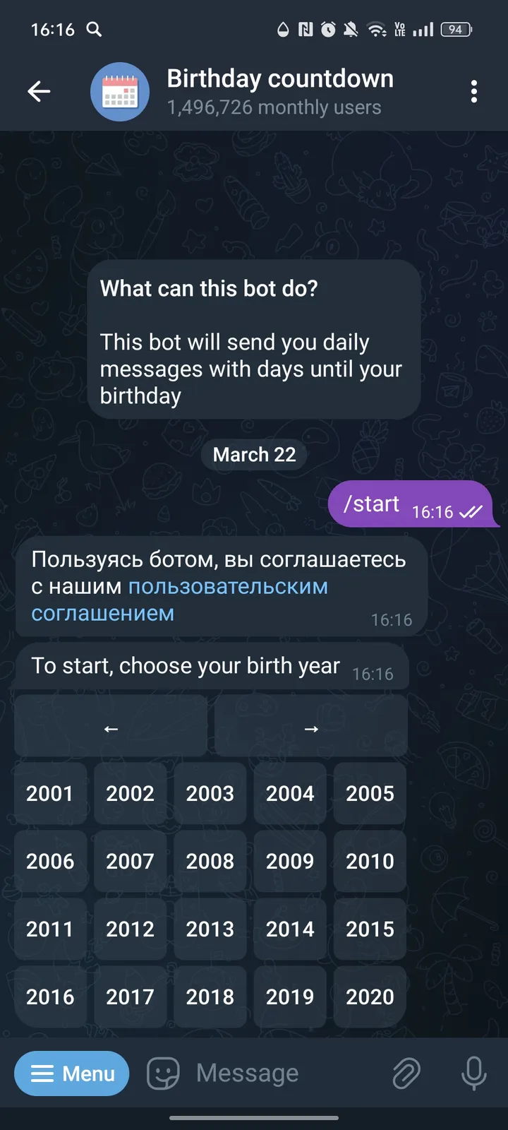 Birthday countdown — Screenshot 1