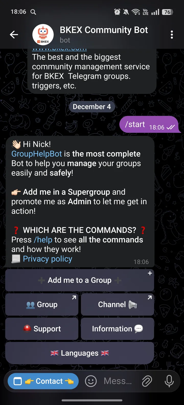 BKEX Community Bot — Screenshot 3