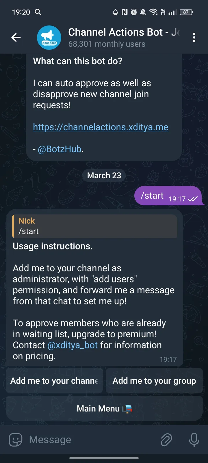 Channel Actions Bot - Join Approver (Auto Approve Join Requests) — Screenshot 3