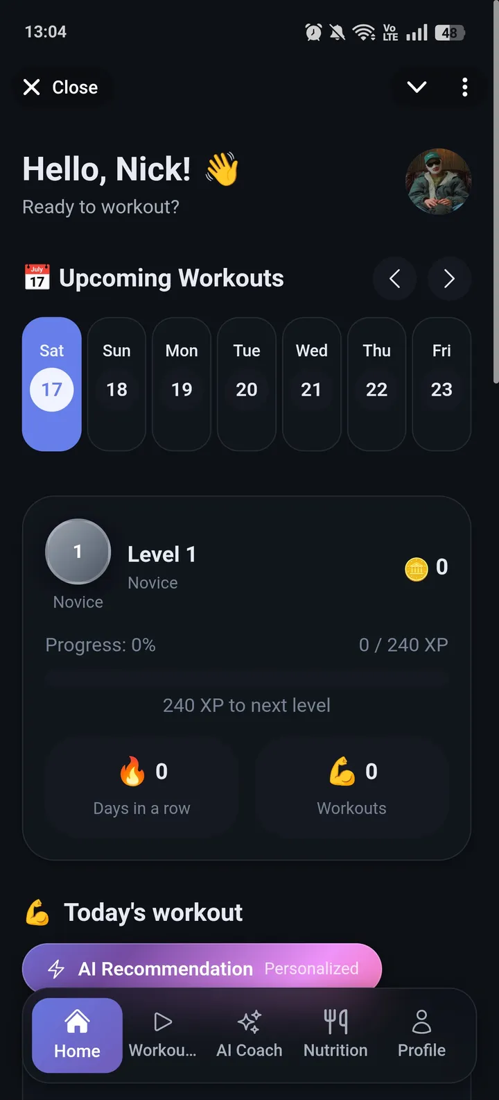 Cloud Fitness 🚀 — Screenshot 1