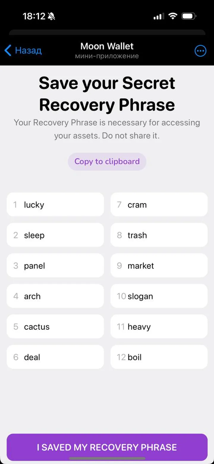 Moon Wallet — Screenshot 1