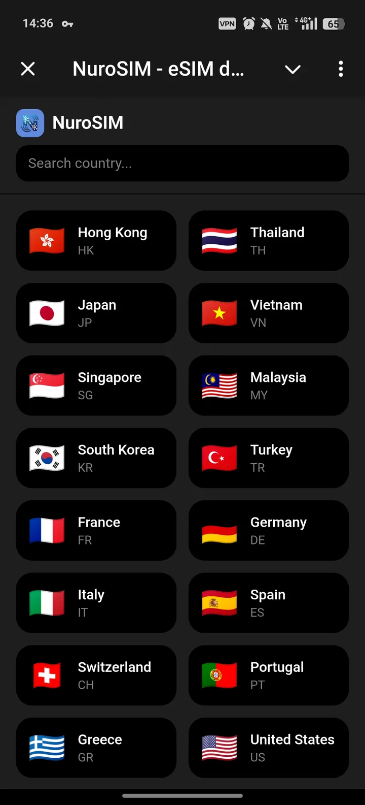 NuroSIM - eSIM data plans — Screenshot 1