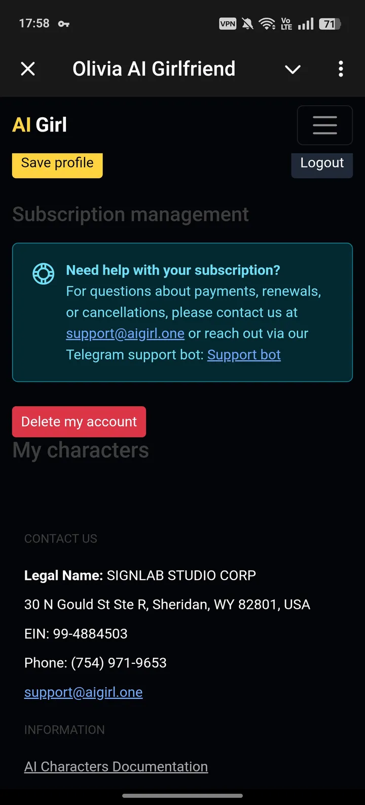 Olivia AI Girlfriend — Screenshot 3