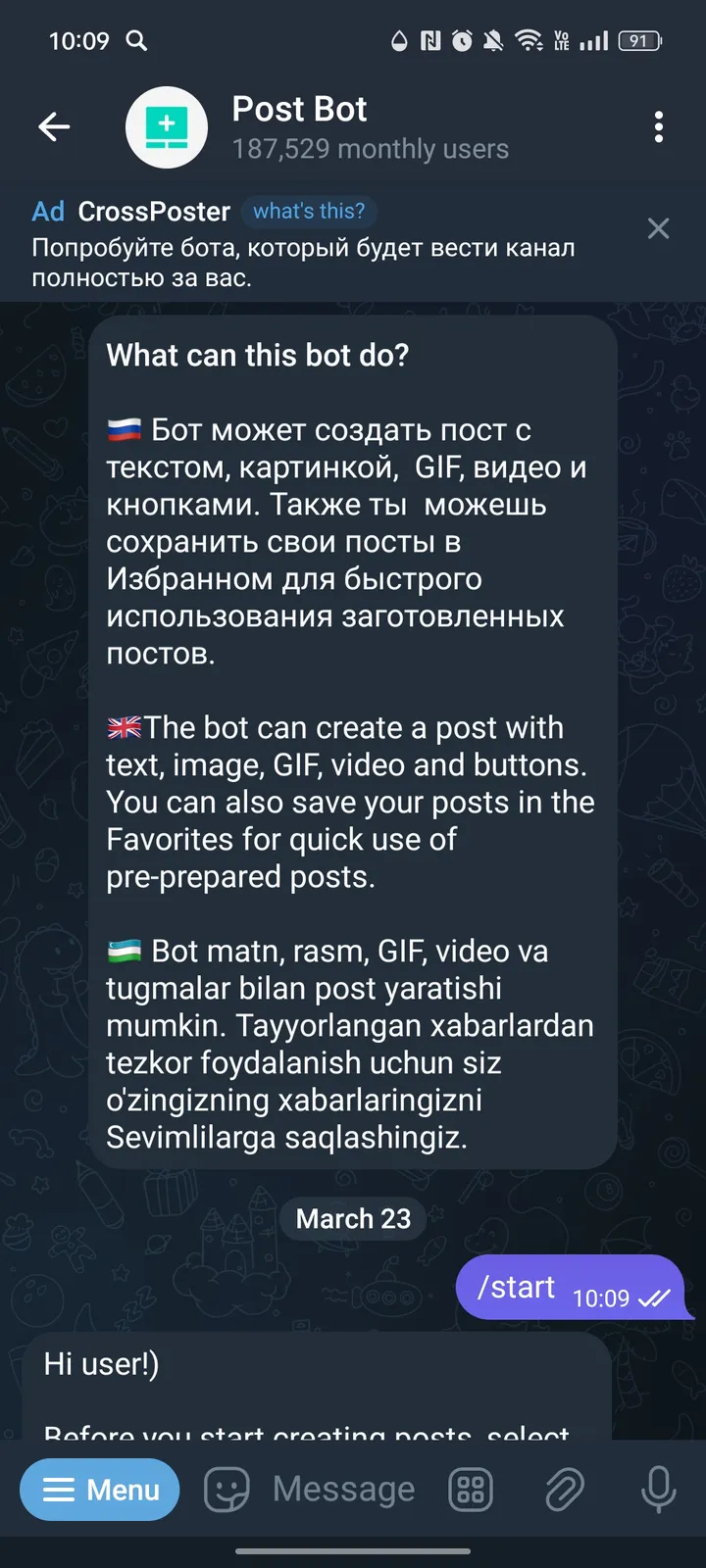 Post Bot — Screenshot 1