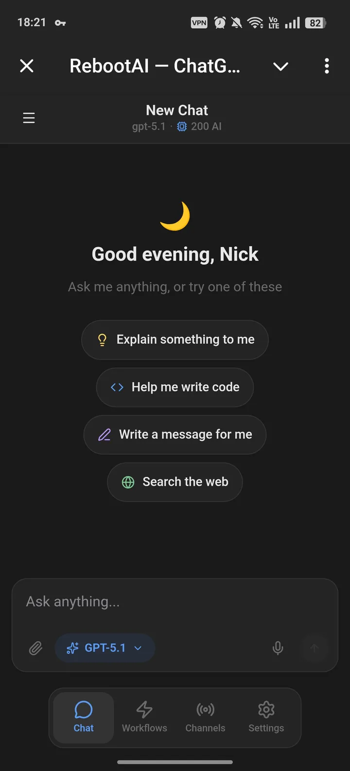 RebootAI — GPT | Claude & Telegram Workflows — Screenshot 1