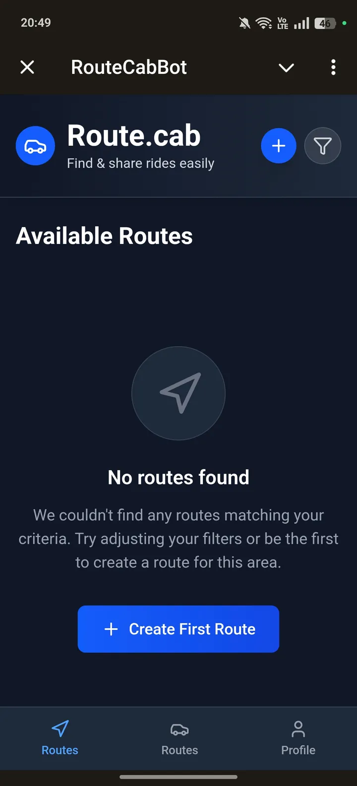 RouteCabBot — Screenshot 1