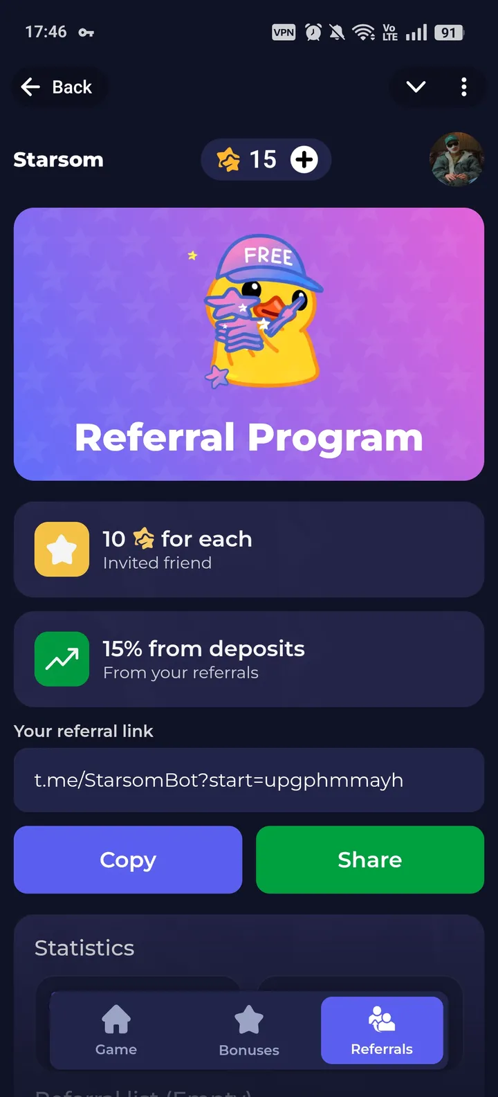 StarsomBot - Бесплатные Звезды Подарки Gifts — Screenshot 3