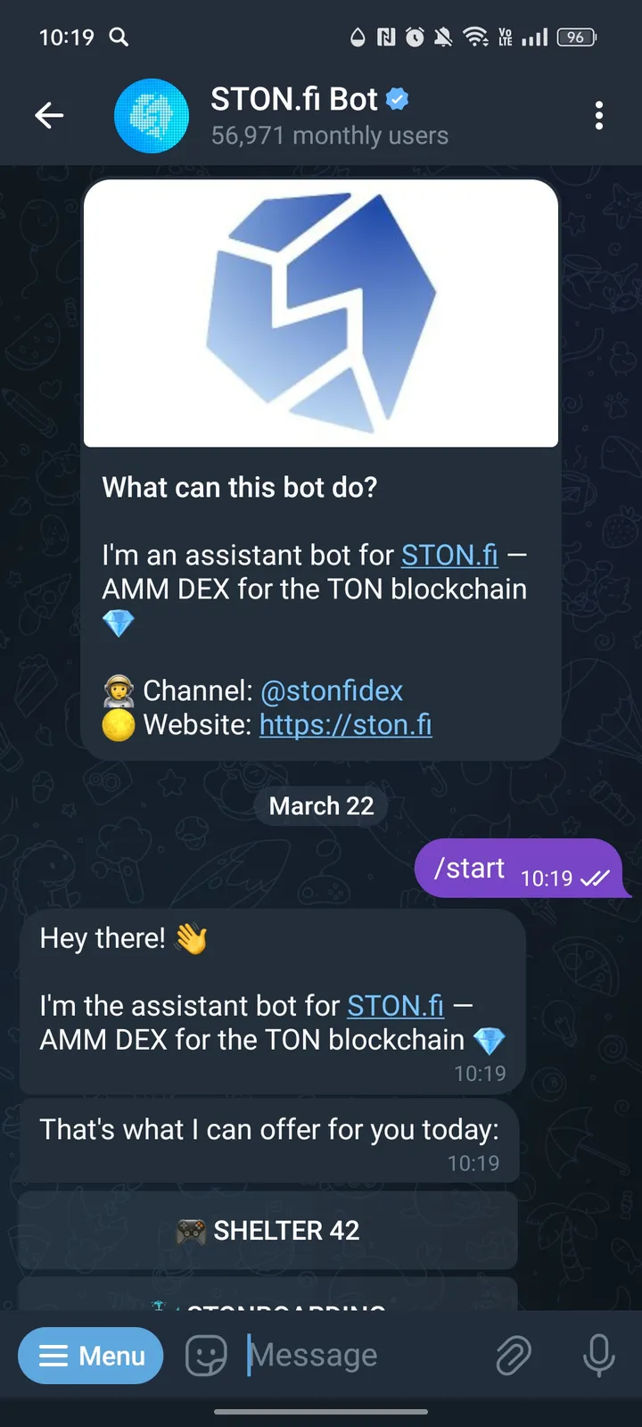 STON.fi Bot — Screenshot 1