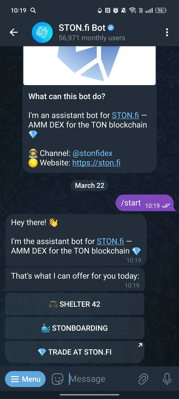 STON.fi Bot — Screenshot 2