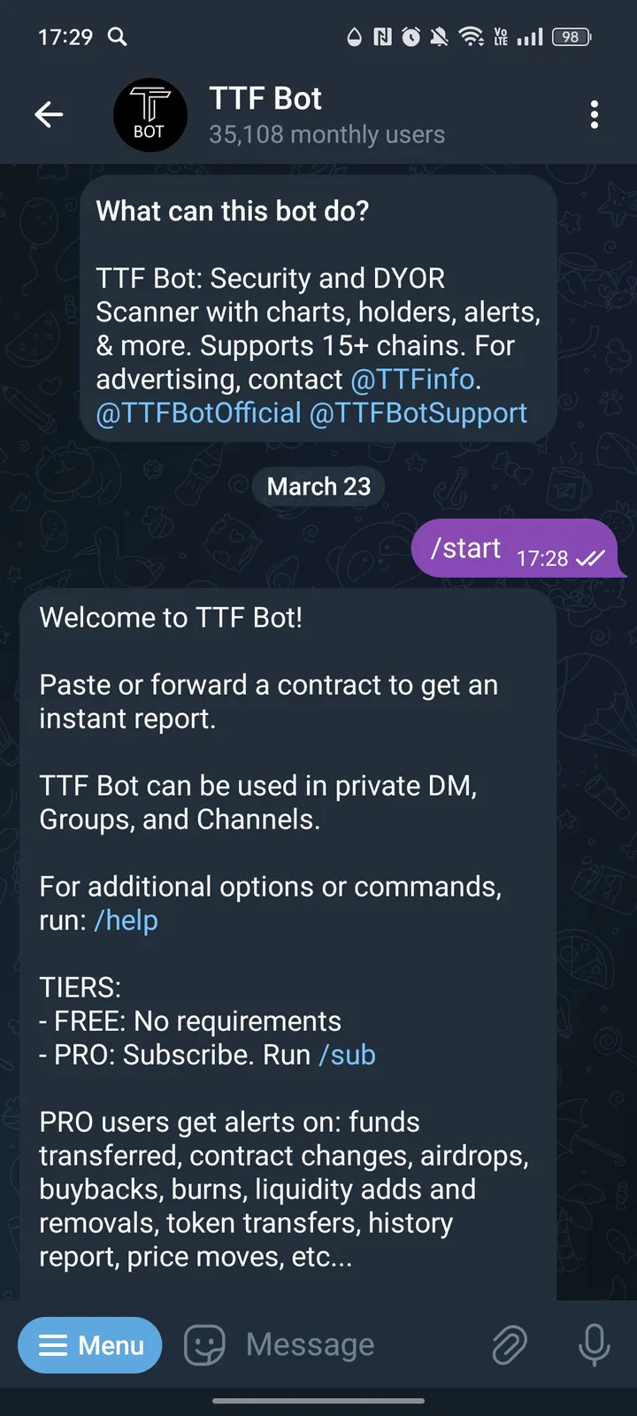 TTF Bot — Screenshot 1