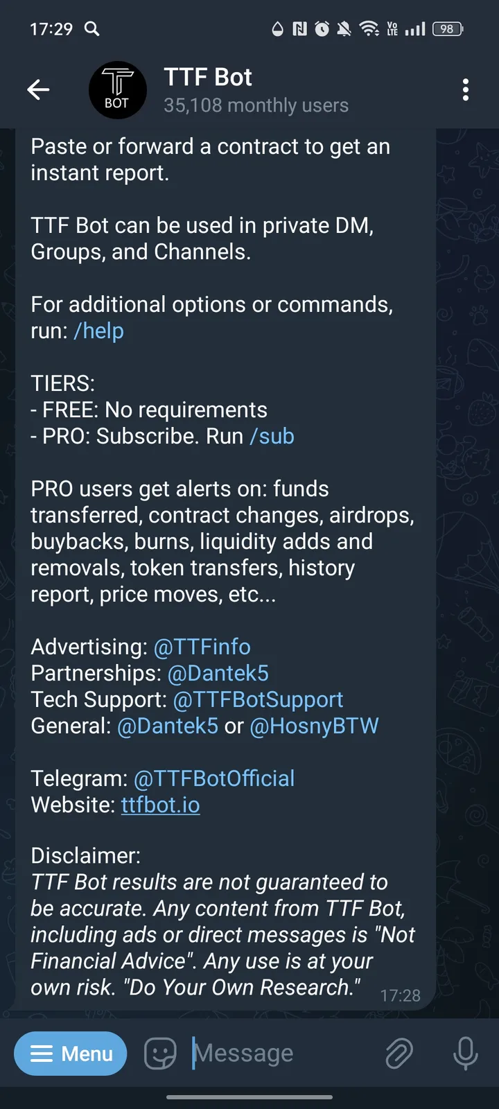 TTF Bot — Screenshot 2