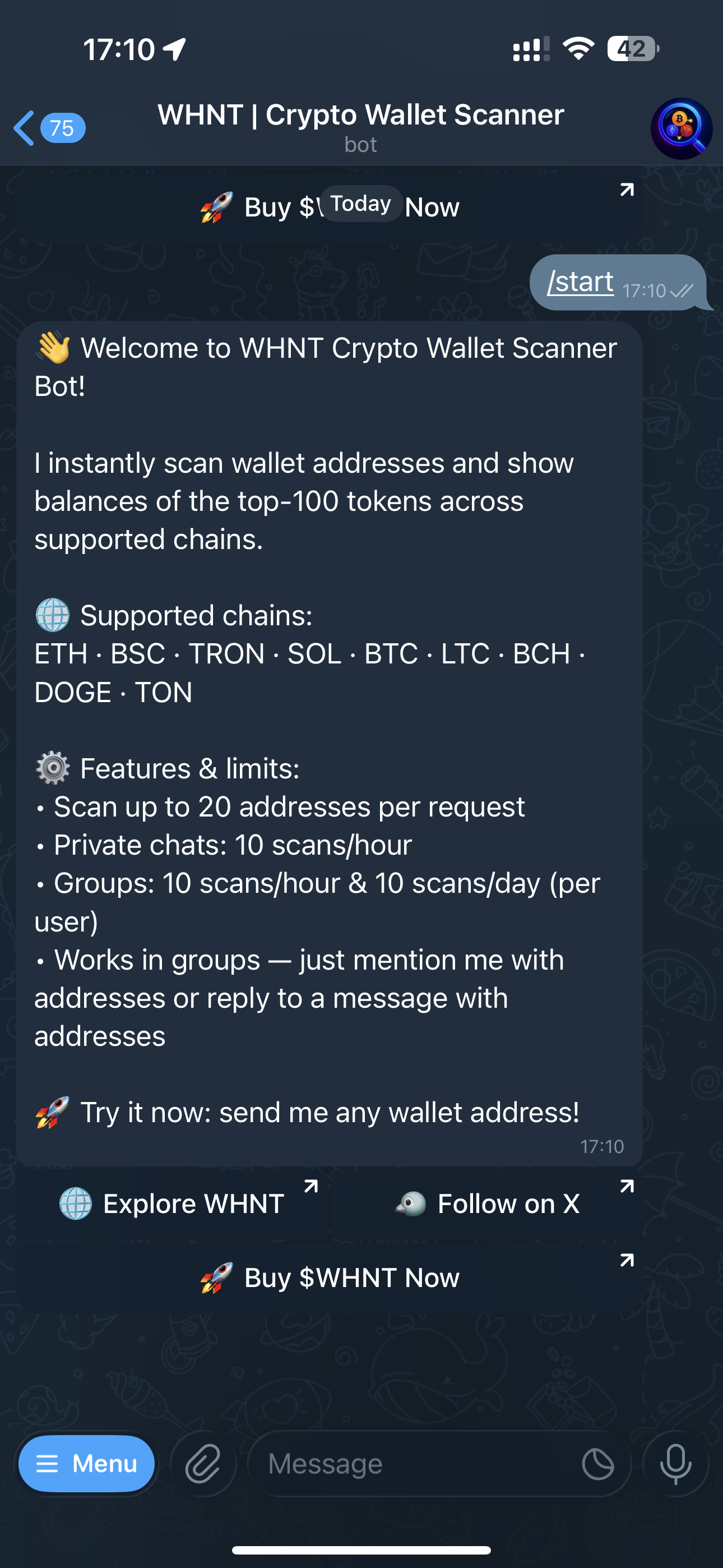 WHNT | Crypto Wallet Scanner — Screenshot 2