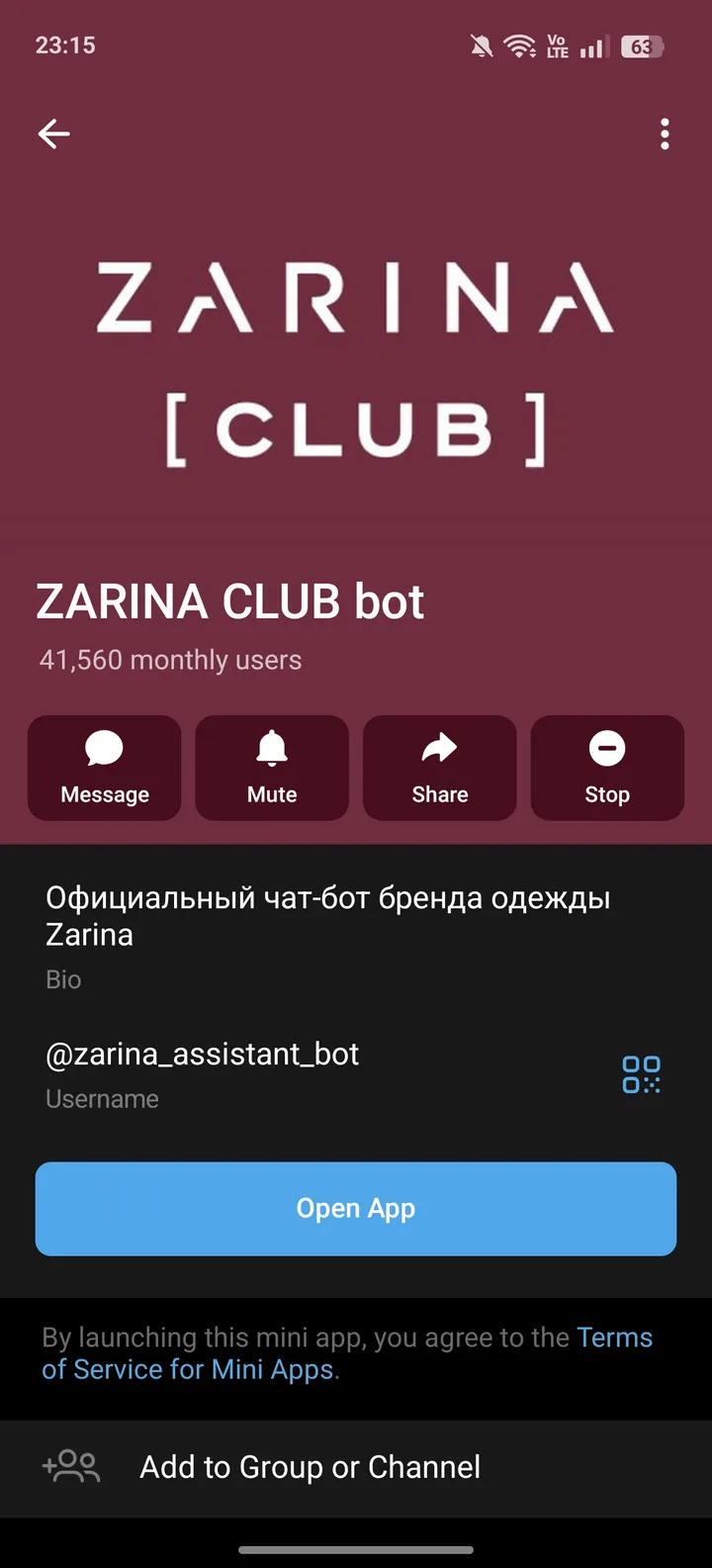 ZARINA CLUB bot — Screenshot 4