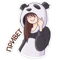 Девочка-Панда и кот Барсик White Box Telegram sticker pack