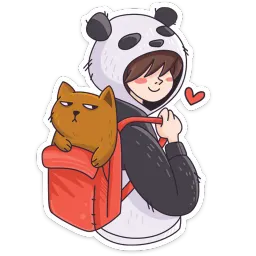 Девочка-Панда и кот Барсик White Box sticker 9